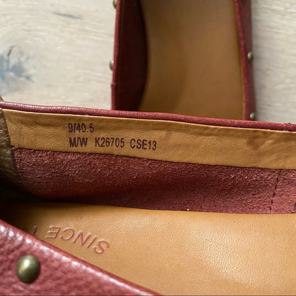 Kork Ease Burgundy Red Studded Leather Ballet Flat Gem